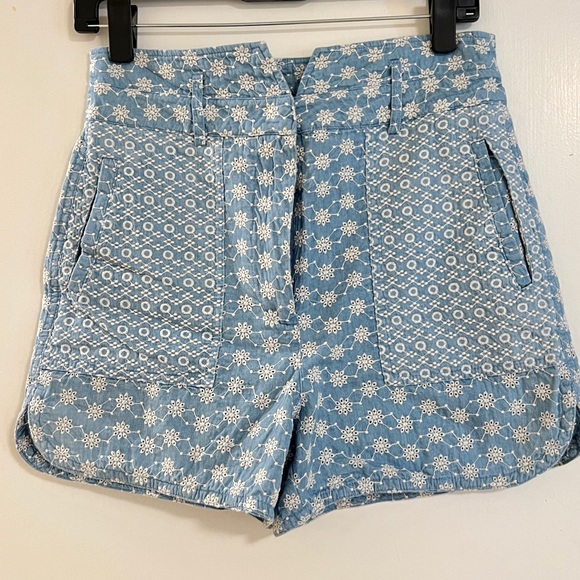 Zara Eyelet Blue Shorts - Picture 2 of 5